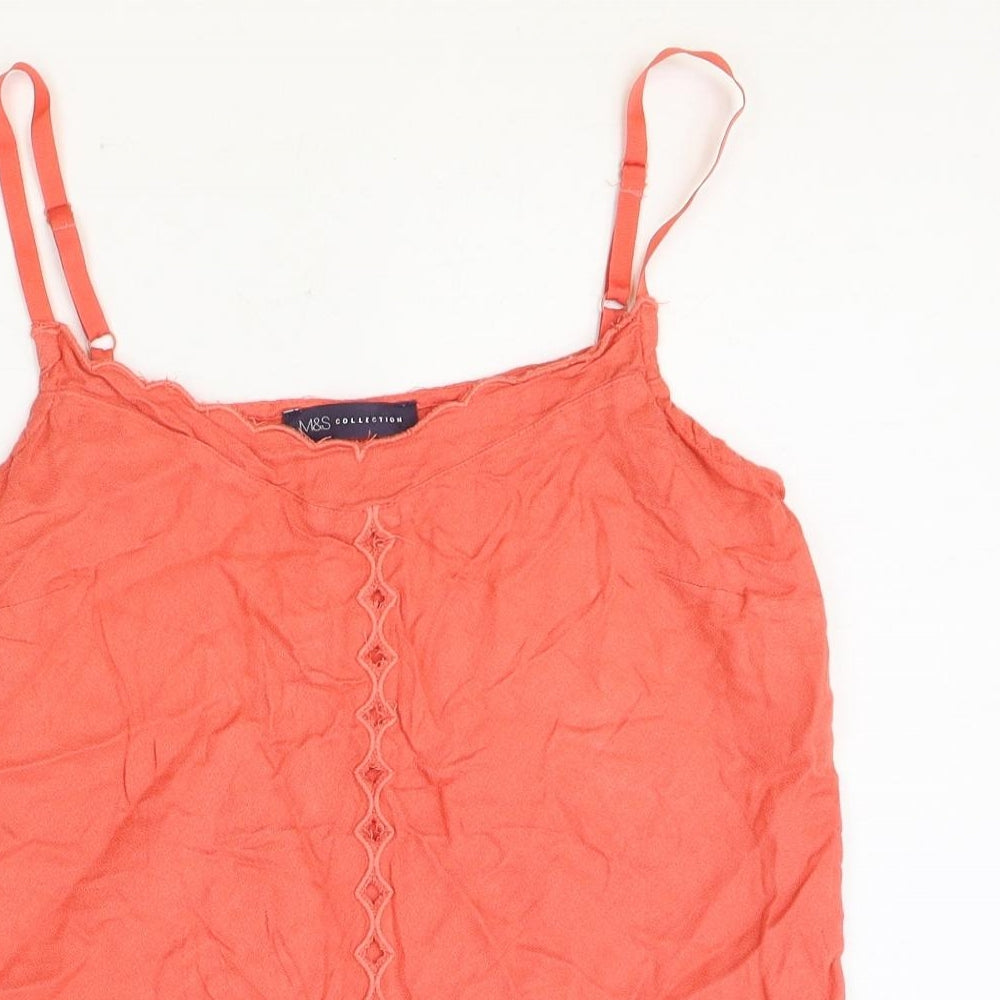 Marks and Spencer Womens Pink Viscose Basic Tank Size 10 V-Neck