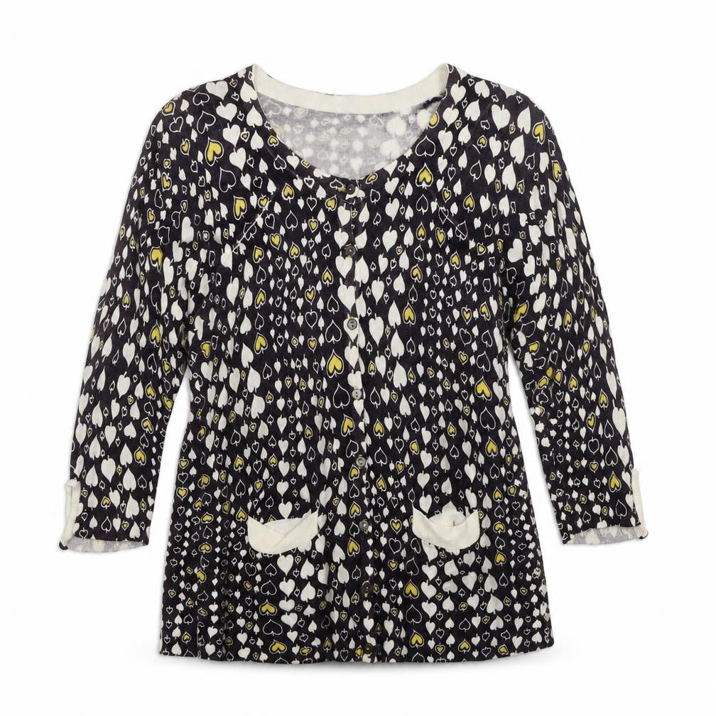 Topshop Womens Blue V-Neck Geometric Viscose Cardigan Jumper Size 14