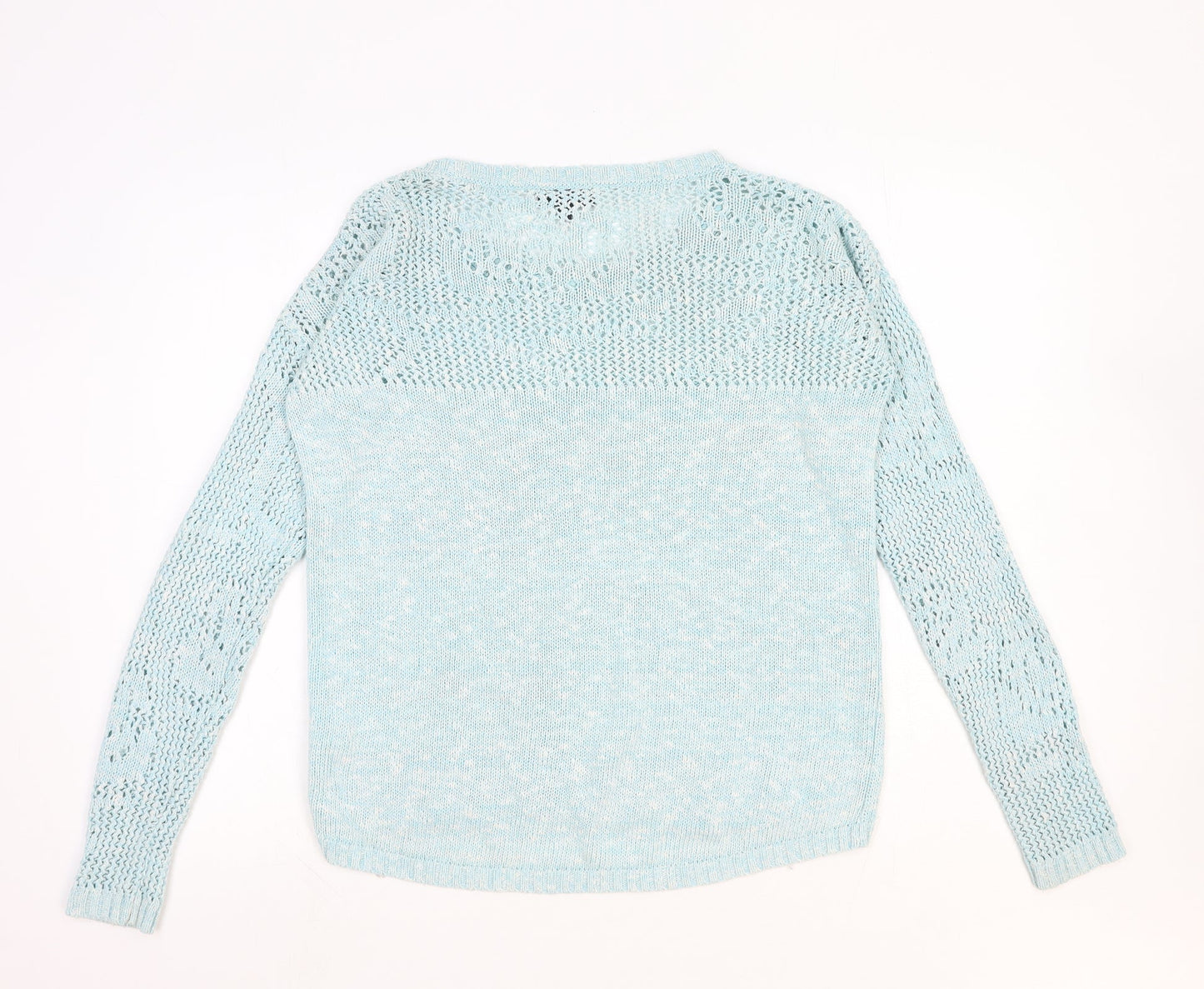 Warehouse Womens Blue Round Neck Cotton Pullover Jumper Size 10