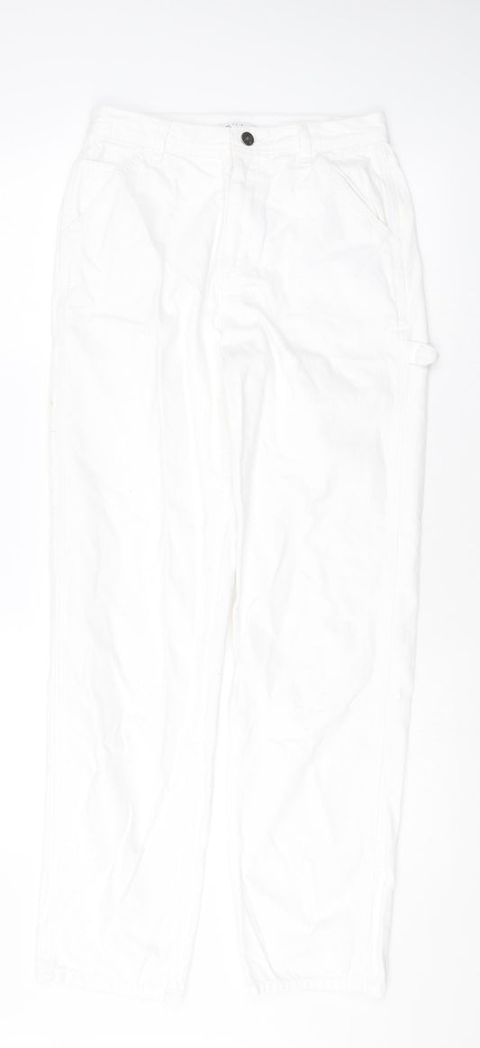 Subdued Womens White Cotton Tapered Jeans Size 8 Regular Zip