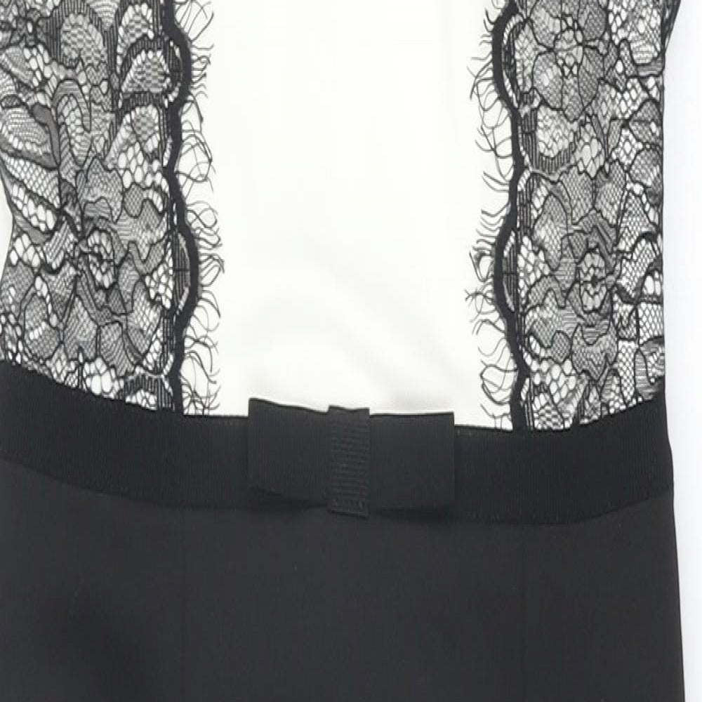 ASOS Womens Black Colourblock Polyester A-Line Size 8 Round Neck Zip