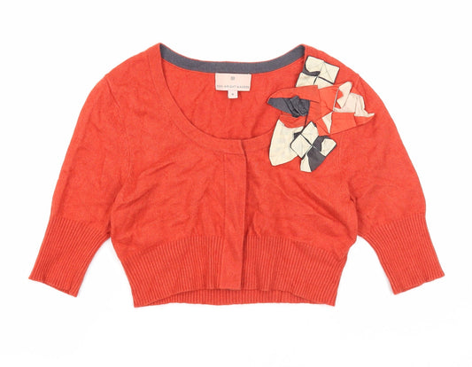 Fenn Wright Manson Womens Orange Round Neck Viscose Cardigan Jumper Size 8