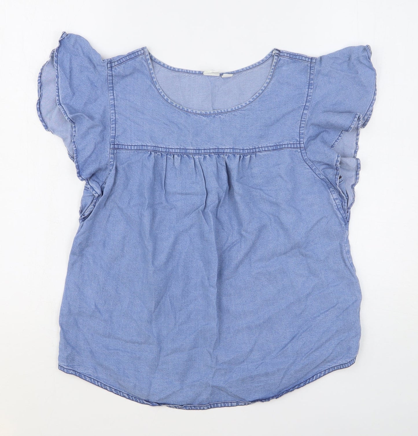 Gap Womens Blue Lyocell Basic Blouse Size S Round Neck