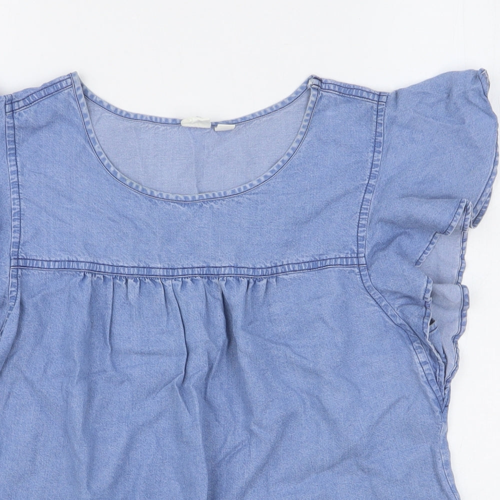 Gap Womens Blue Lyocell Basic Blouse Size S Round Neck