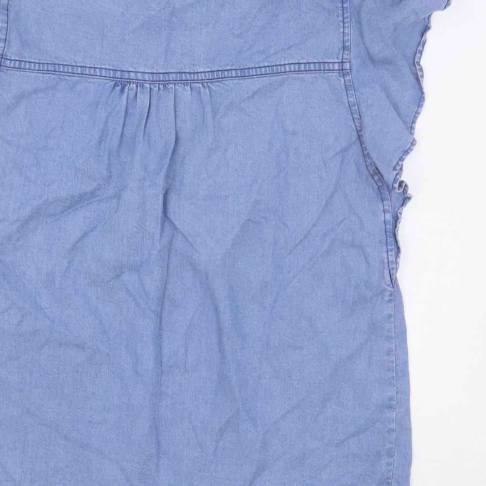 Gap Womens Blue Lyocell Basic Blouse Size S Round Neck