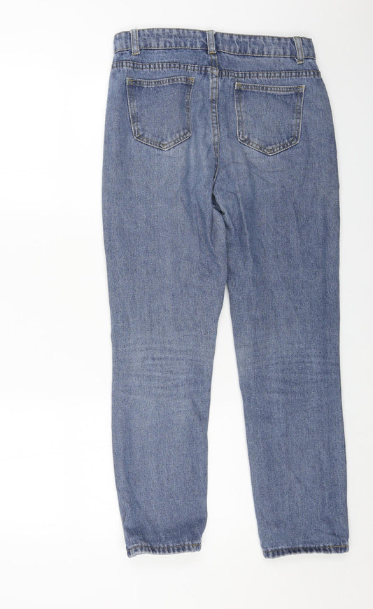 Preworn Womens Blue Cotton Straight Jeans Size 30 in L27 in Regular Button