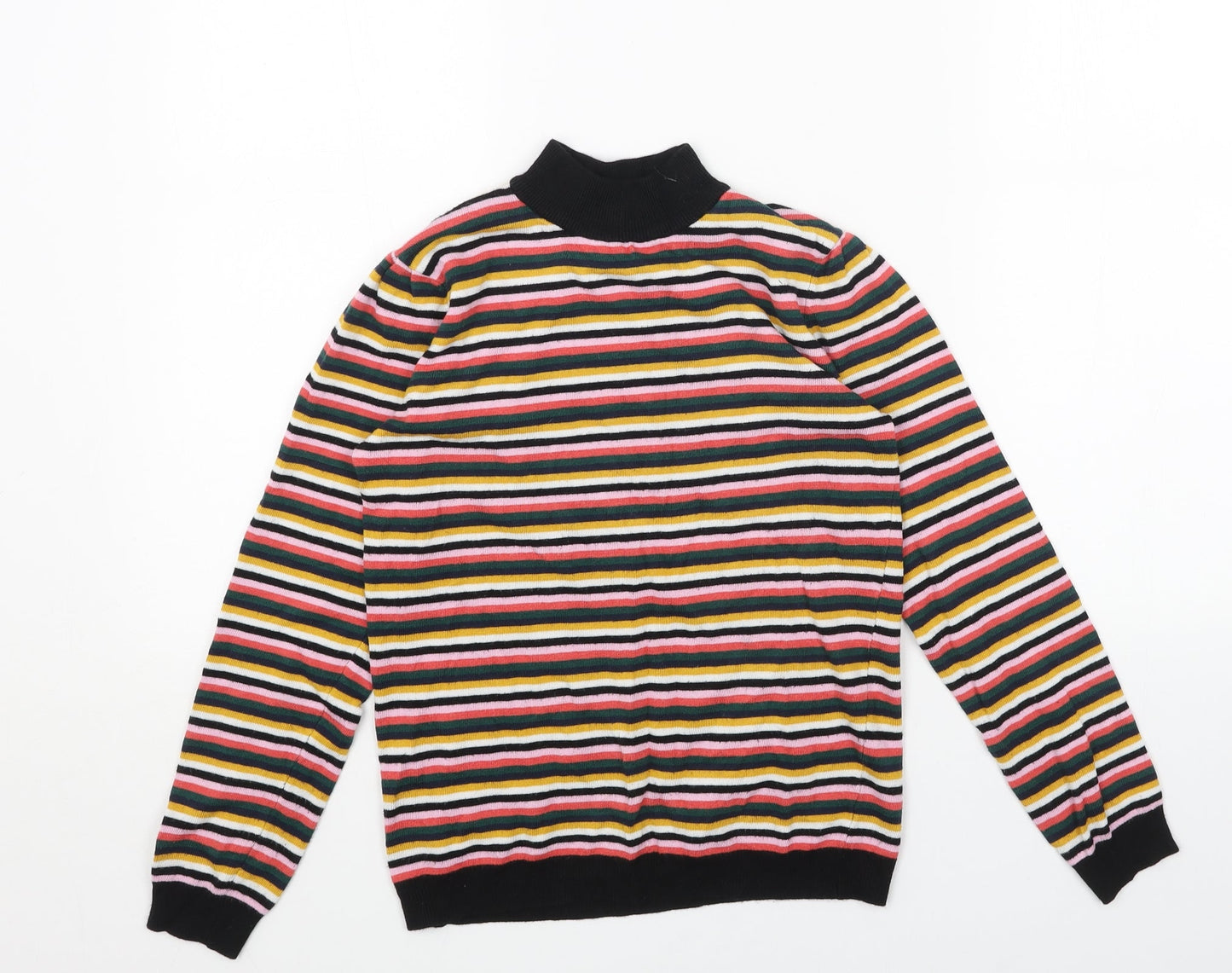 Papaya Womens Multicoloured Mock Neck Striped Acrylic Pullover Jumper Size 8