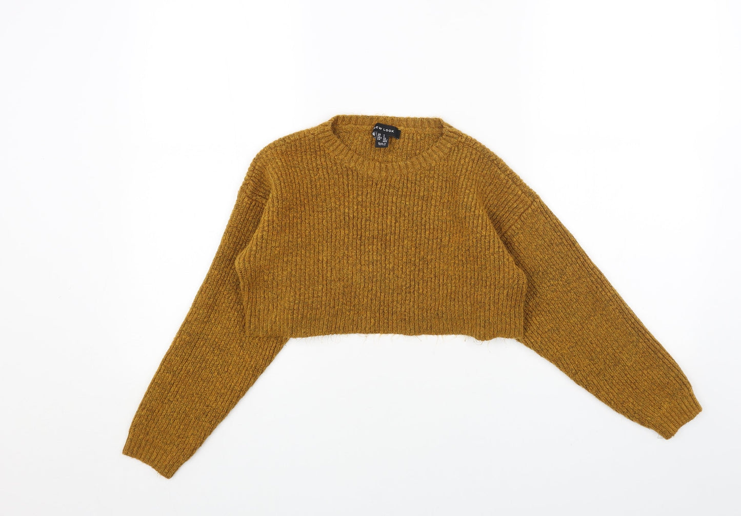 New Look Womens Yellow Round Neck Acrylic Pullover Jumper Size S