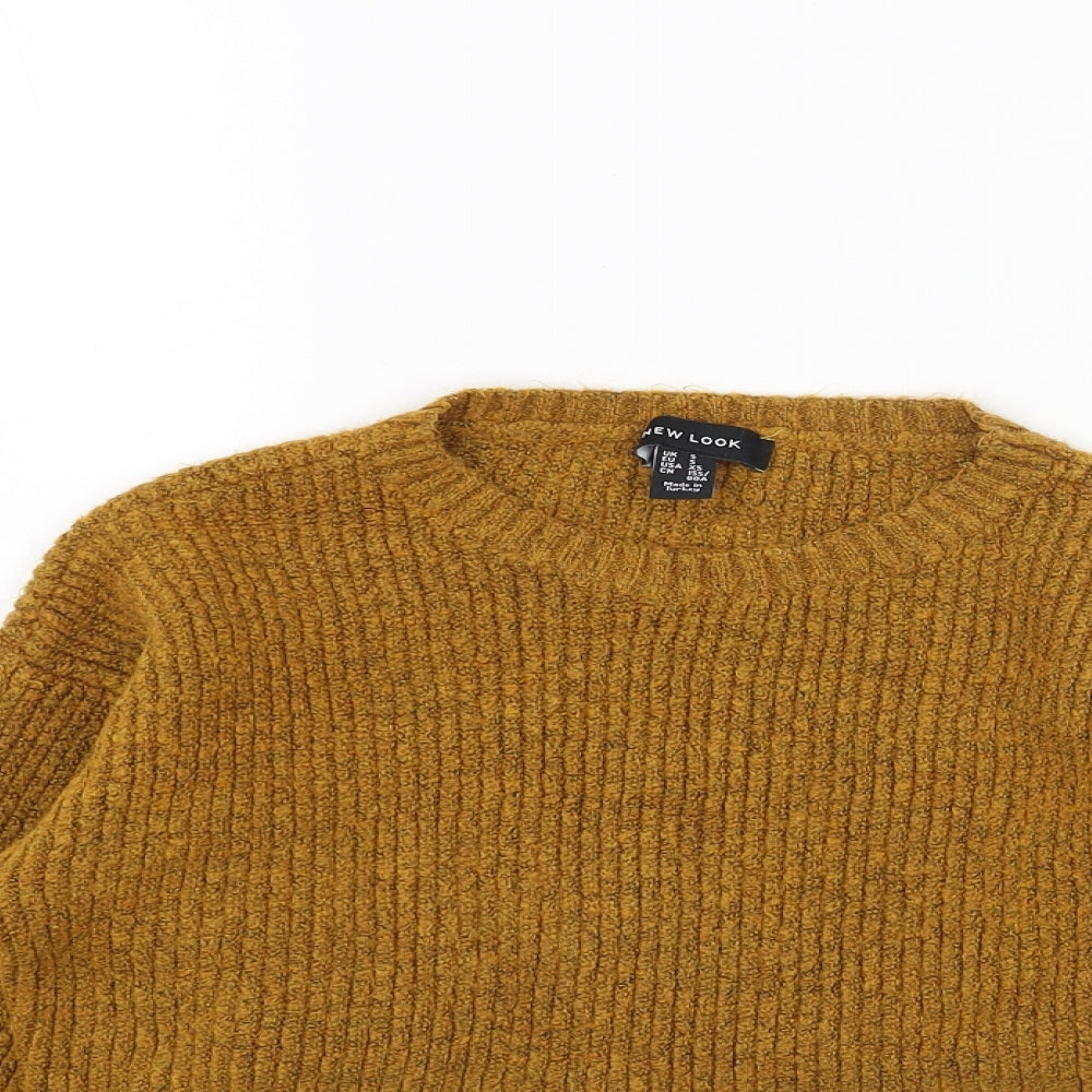 New Look Womens Yellow Round Neck Acrylic Pullover Jumper Size S
