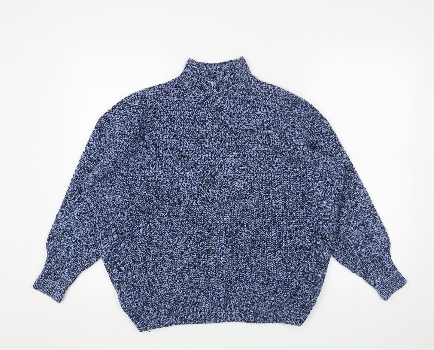 NEXT Womens Blue High Neck Cotton Pullover Jumper Size S