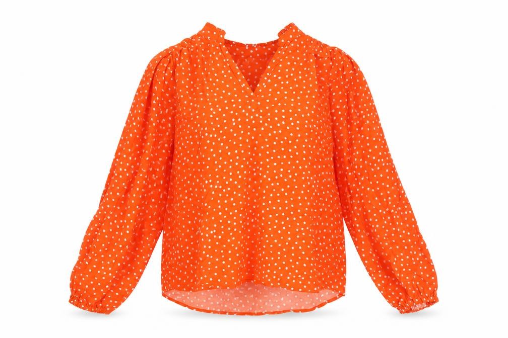 Marks and Spencer Womens Orange Geometric Viscose Basic Blouse Size 8 V-Neck