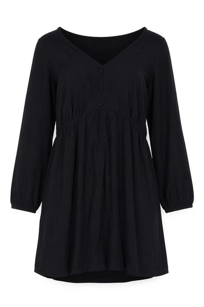 Marks and Spencer Womens Black Viscose Trapeze & Swing Size 10 V-Neck Pullover