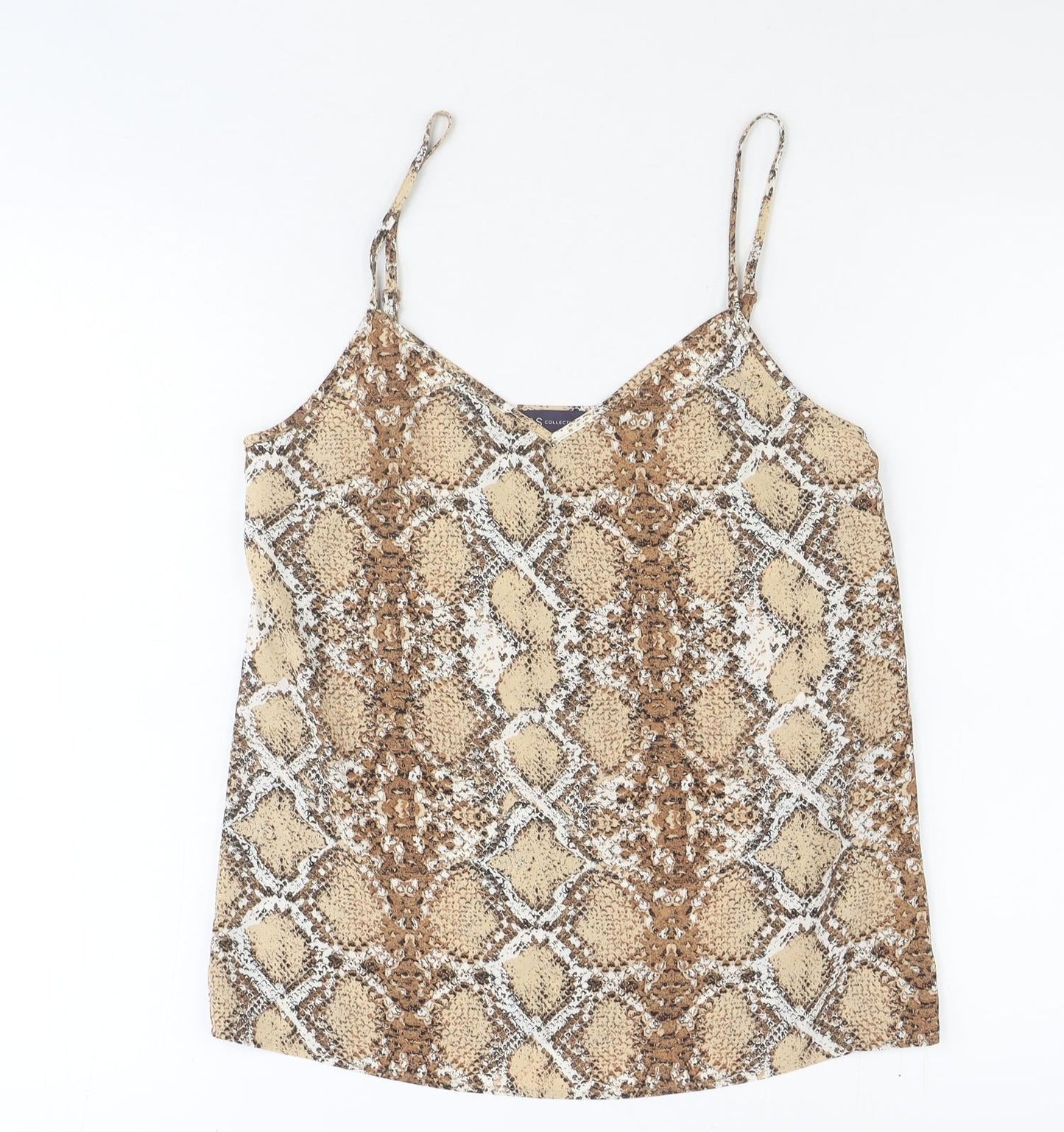 Marks and Spencer Womens Brown Animal Print Polyester Basic Tank Size 8 V-Neck - Snake Print