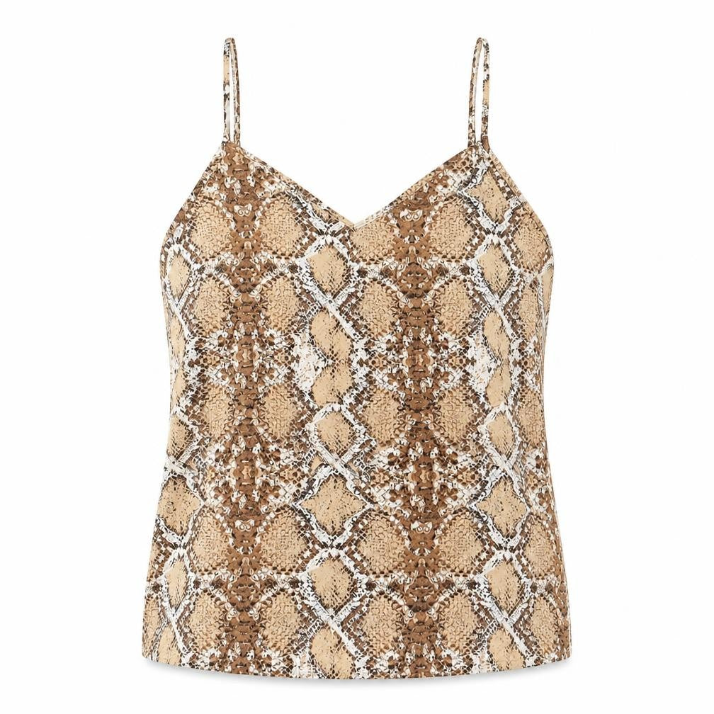 Marks and Spencer Womens Brown Animal Print Polyester Basic Tank Size 8 V-Neck - Snake Print