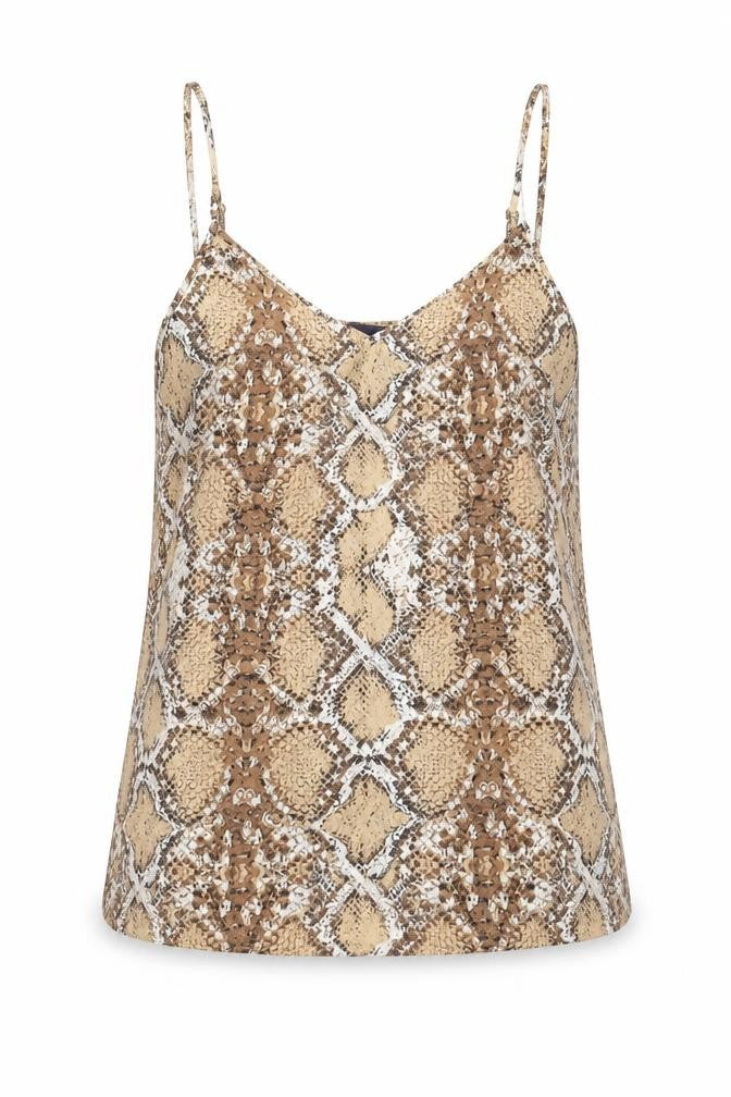 Marks and Spencer Womens Brown Animal Print Polyester Basic Tank Size 6 V-Neck - Snake Print