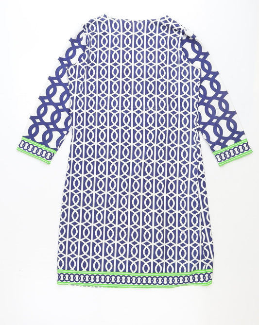 Sandy Lane Womens Multicoloured Geometric Polyester A-Line Size XS V-Neck Magnetic