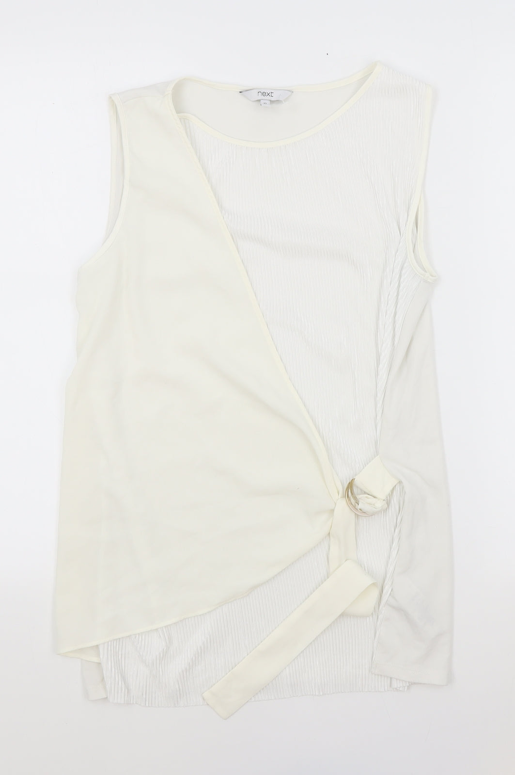 NEXT Womens Ivory Polyester Wrap Tank Size 12 Boat Neck