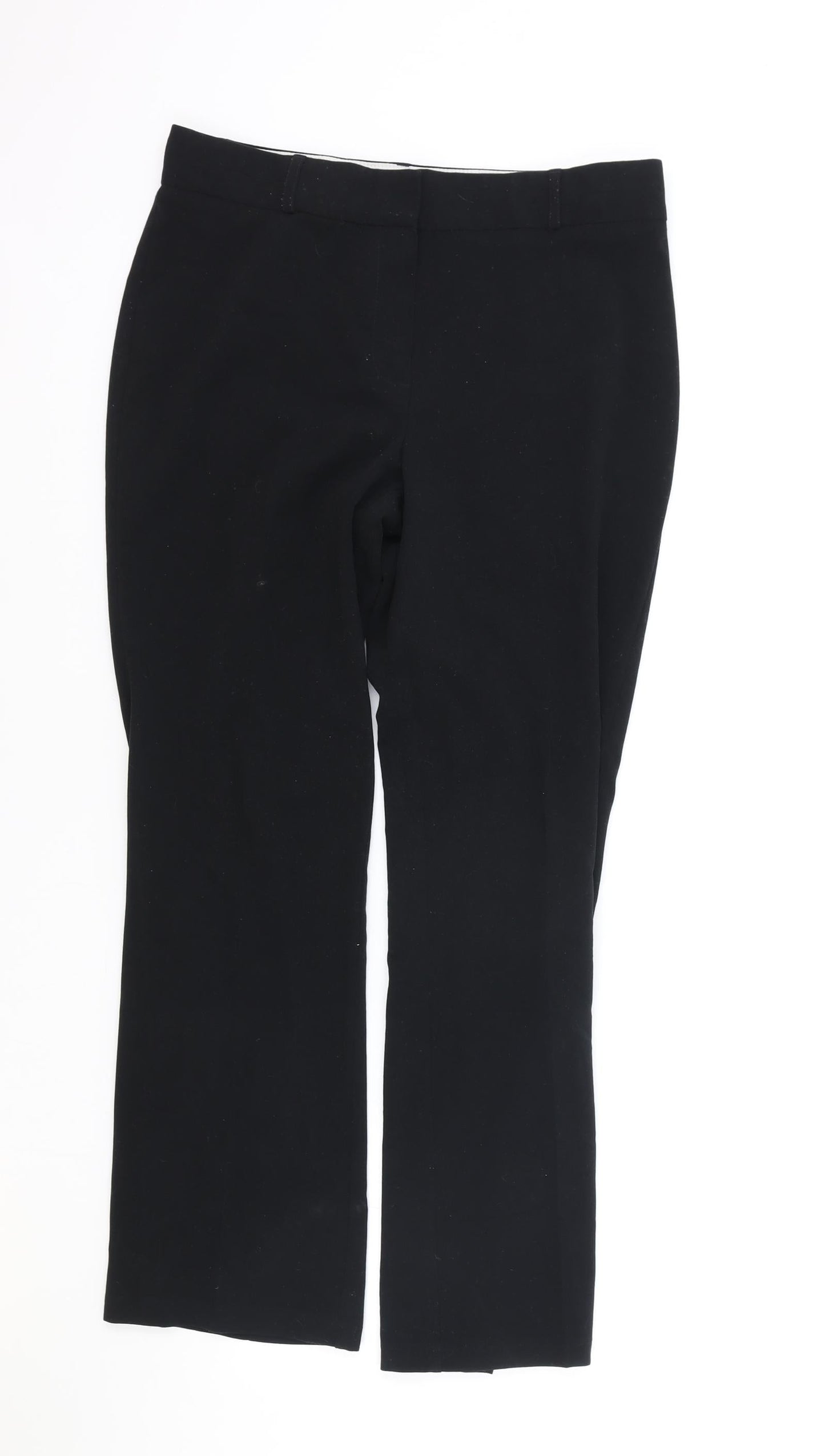 Marks and Spencer Womens Black Polyester Trousers Size 10 Regular Zip