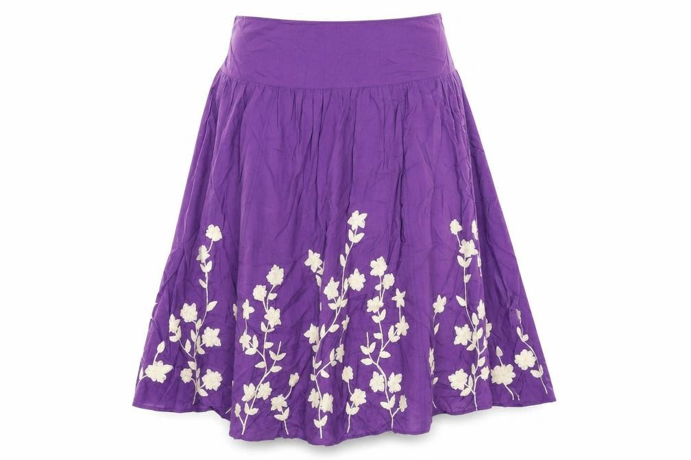 Wallis Womens Purple Floral Cotton Swing Skirt Size 10 Zip