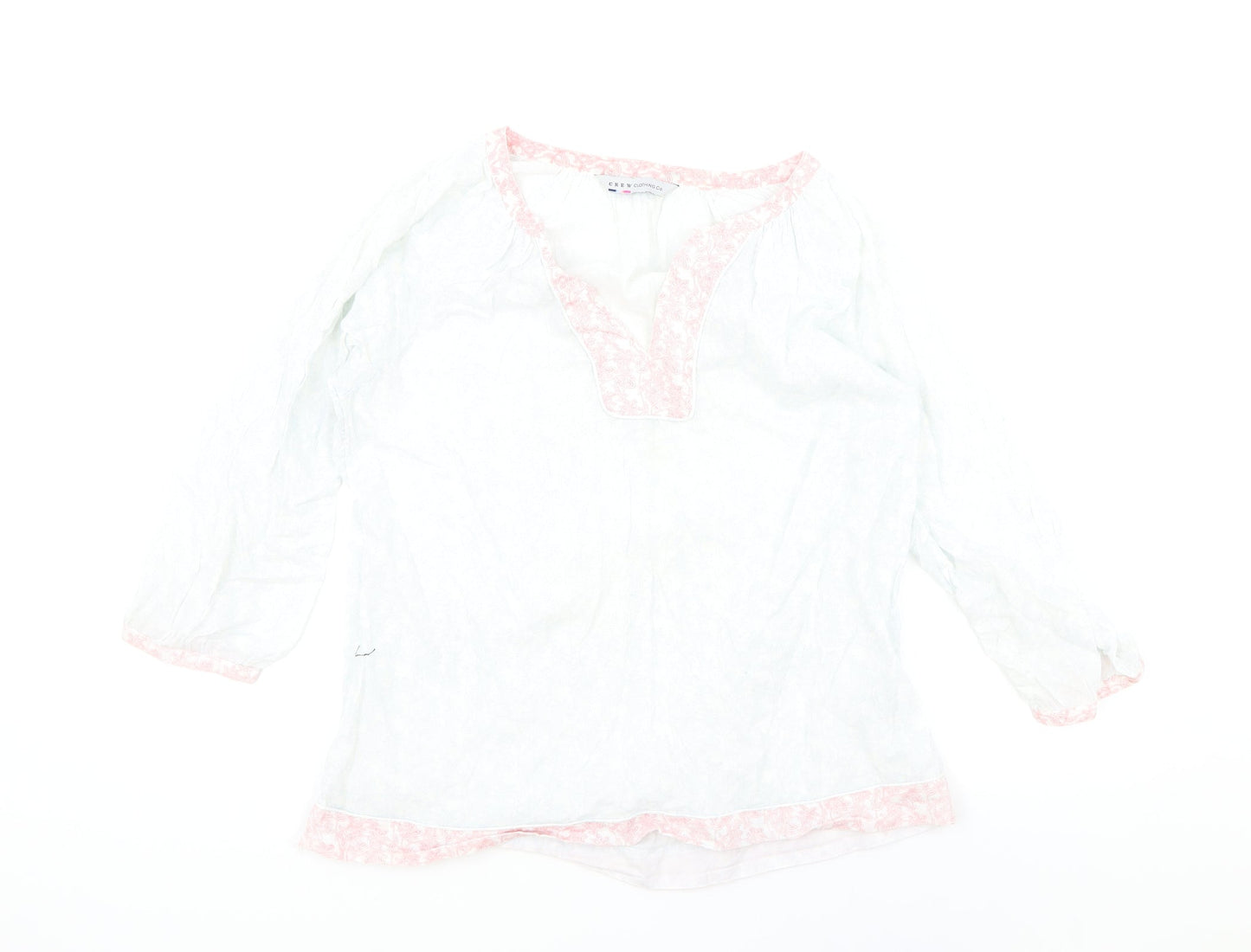 Crew Clothing Womens Blue 100% Cotton Basic Blouse One Size V-Neck