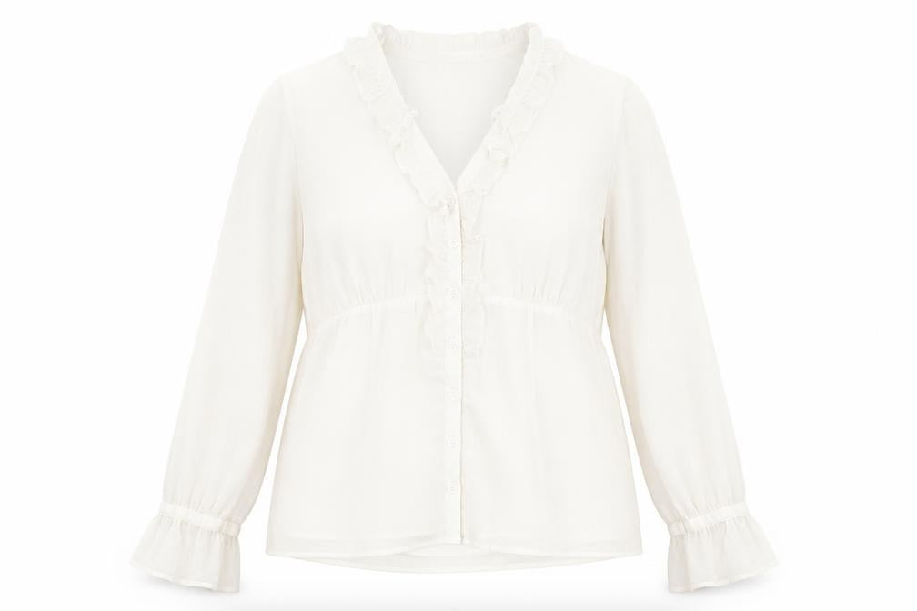 Moda Womens Ivory Polyester Basic Button-Up Size 16 V-Neck