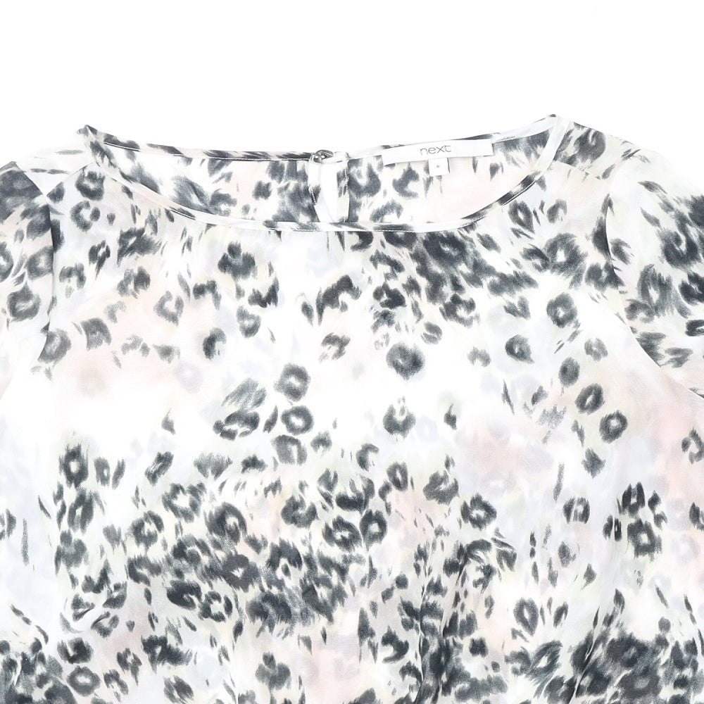 NEXT Womens Multicoloured Animal Print Polyester Basic Blouse Size 6 Boat Neck