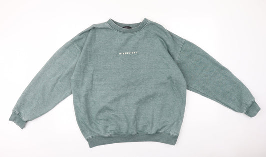 Missguided Womens Green Cotton Pullover Sweatshirt Size 6 Pullover