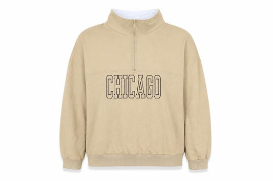 Preworn Womens Brown 100% Cotton Pullover Sweatshirt Size L Zip - Chicago