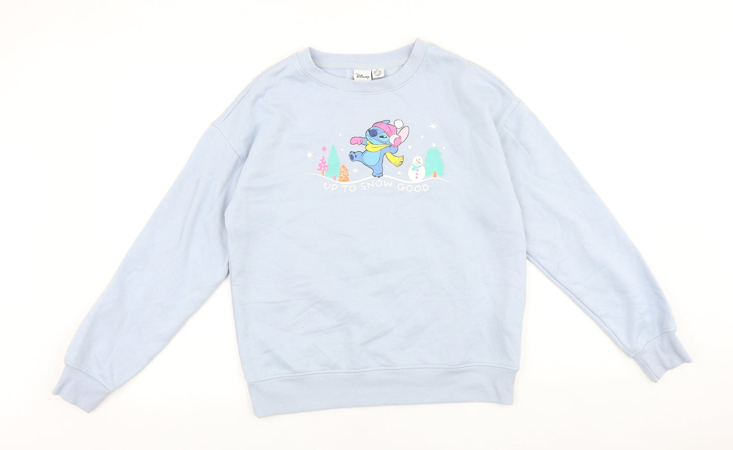 Disney Womens Blue Cotton Pullover Sweatshirt Size 2XS Pullover - Stitch Christmas