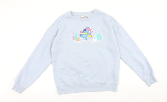 Disney Womens Blue Cotton Pullover Sweatshirt Size 2XS Pullover - Stitch Christmas