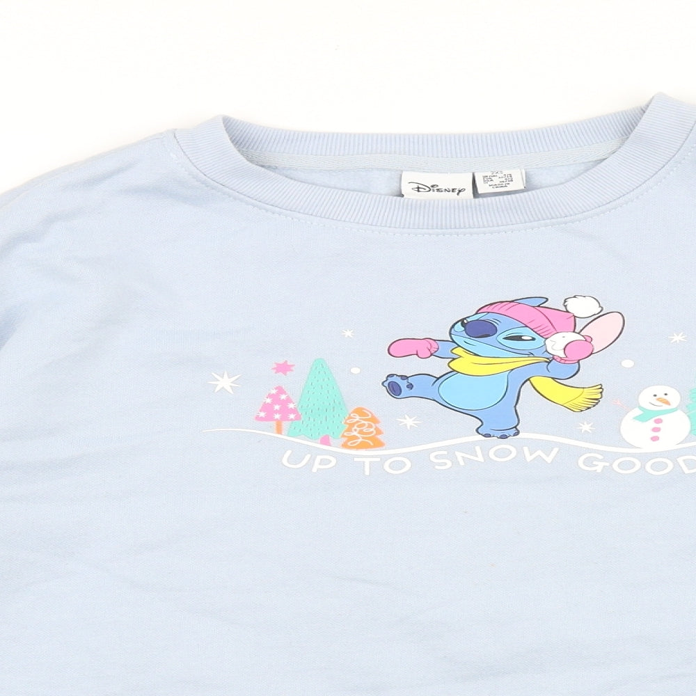 Disney Womens Blue Cotton Pullover Sweatshirt Size 2XS Pullover - Stitch Christmas