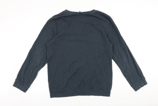 Topshop Womens Blue Cotton Pullover Sweatshirt Size 10 Pullover