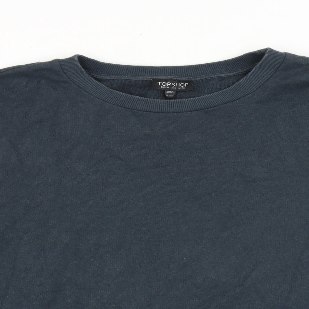 Topshop Womens Blue Cotton Pullover Sweatshirt Size 10 Pullover