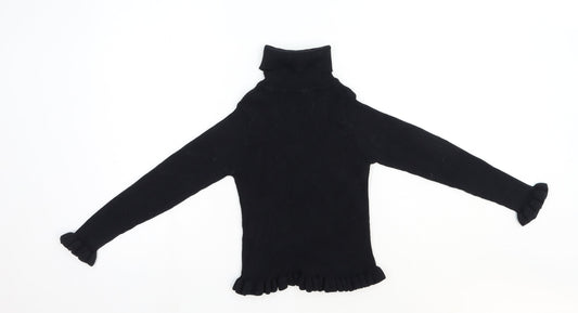 Matalan Girls Black Roll Neck Cotton Pullover Jumper Size 9 Years Pullover