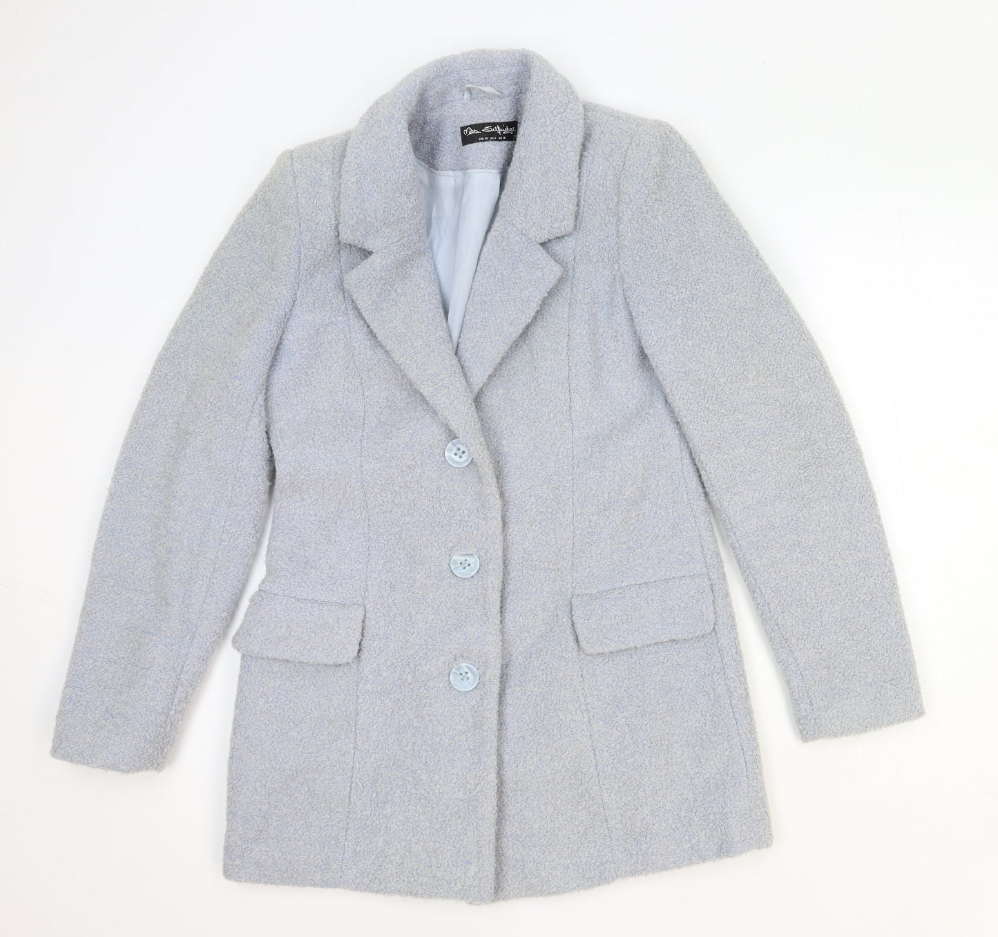 Miss Selfridge Womens Blue Pea Coat Coat Size 10 Button