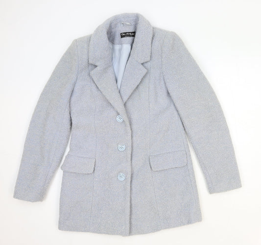 Miss Selfridge Womens Blue Pea Coat Coat Size 10 Button