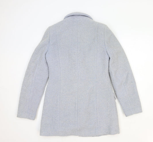 Miss Selfridge Womens Blue Pea Coat Coat Size 10 Button