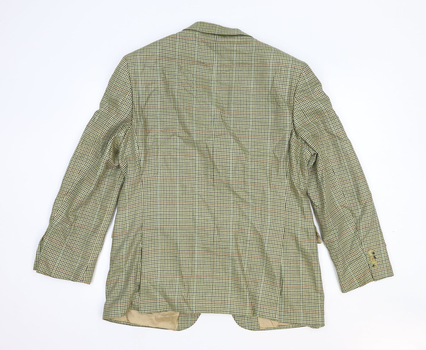 DAKS Mens Green Plaid Polyester Jacket Blazer Size S Regular