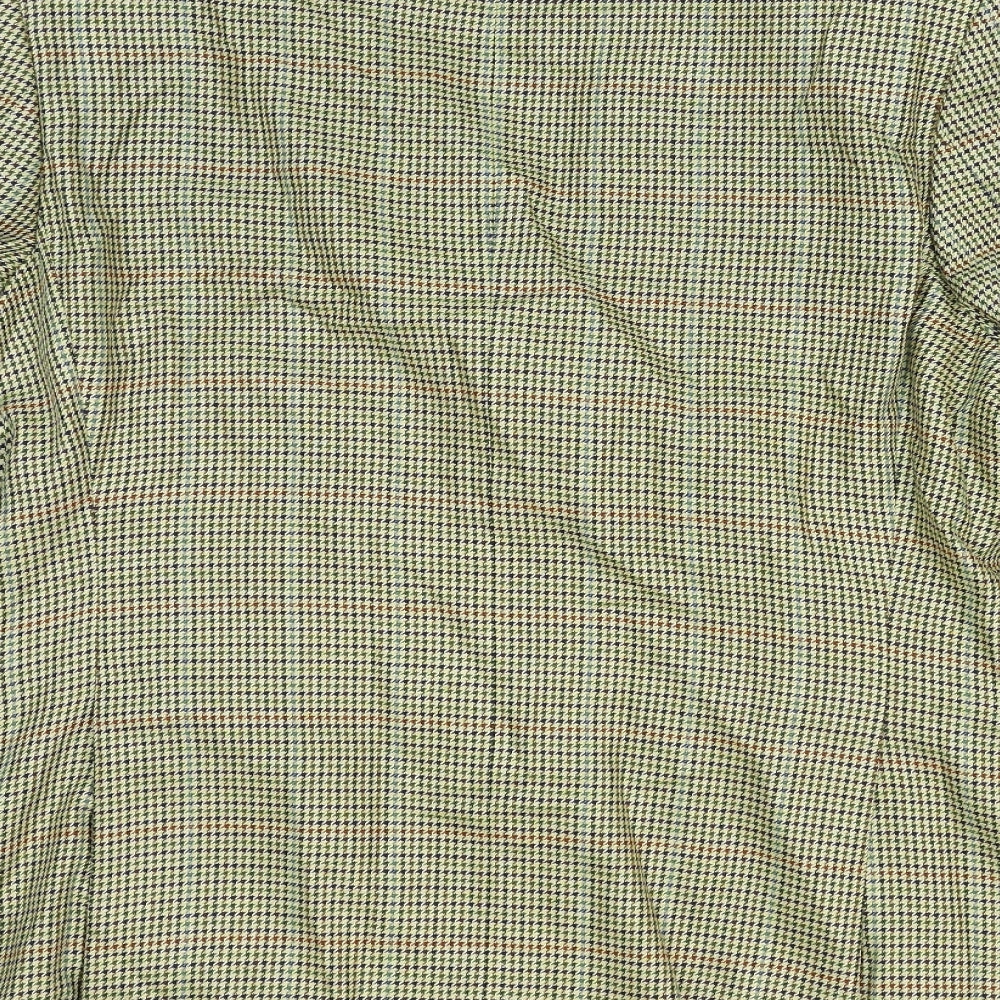 DAKS Mens Green Plaid Polyester Jacket Blazer Size S Regular