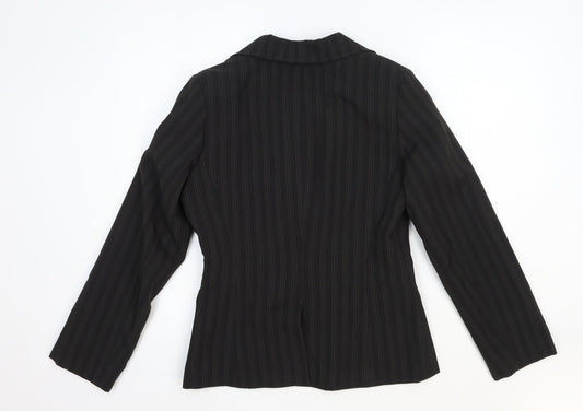 New Look Womens Black Striped Polyester Jacket Blazer Size 12