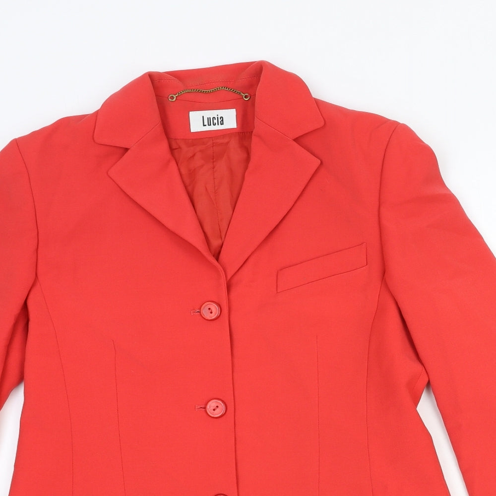 LUCIA Womens Red Jacket Blazer Size 8 Button
