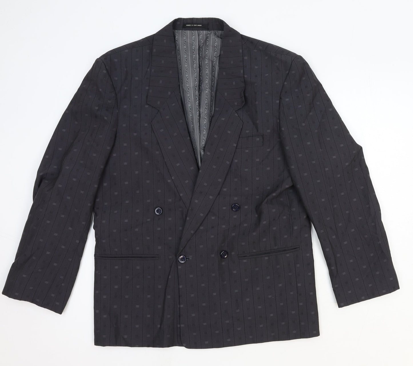 SWJ Mixers Mens Grey Polka Dot Polyester Jacket Blazer Size L Regular