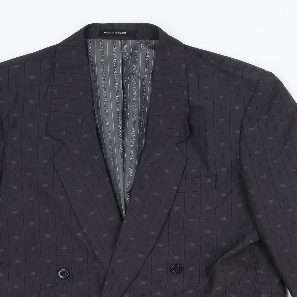 SWJ Mixers Mens Grey Polka Dot Polyester Jacket Blazer Size L Regular