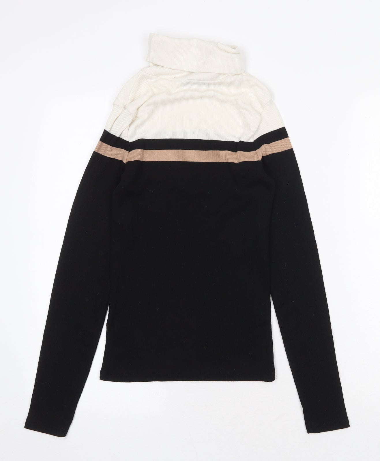 New Look Womens Black Roll Neck Polyester Pullover Jumper Size 12 - Colourblock