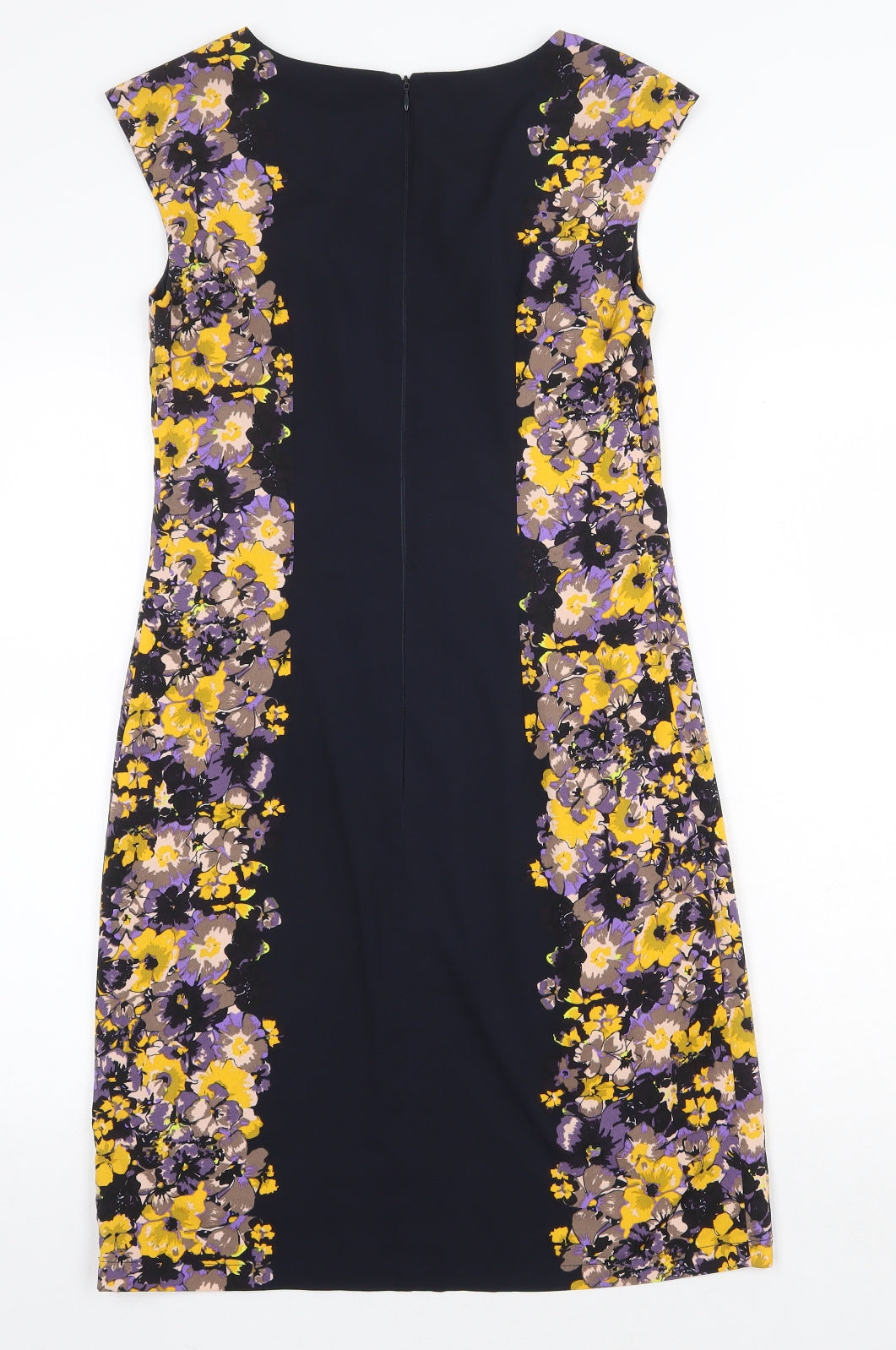Great Plains Womens Black Floral Polyester Shift Size XS Round Neck Zip