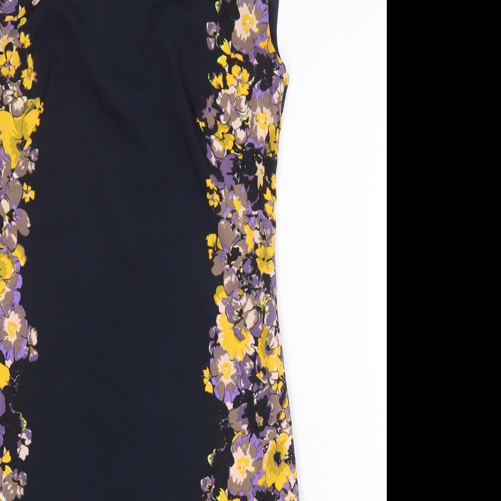 Great Plains Womens Black Floral Polyester Shift Size XS Round Neck Zip