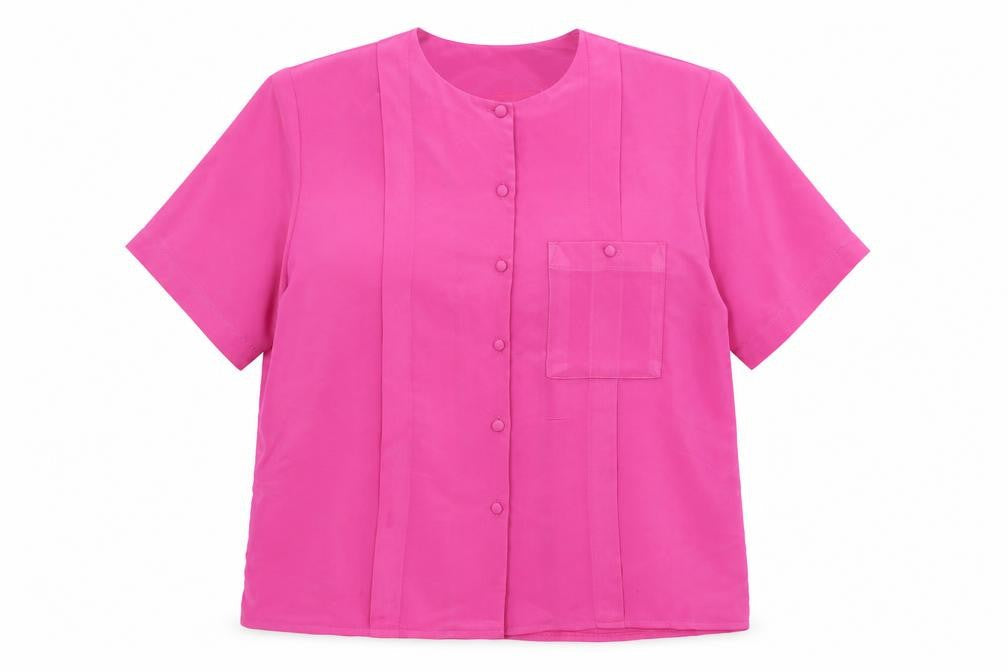Littlewoods Womens Pink Polyester Basic Button-Up Size 14 Round Neck