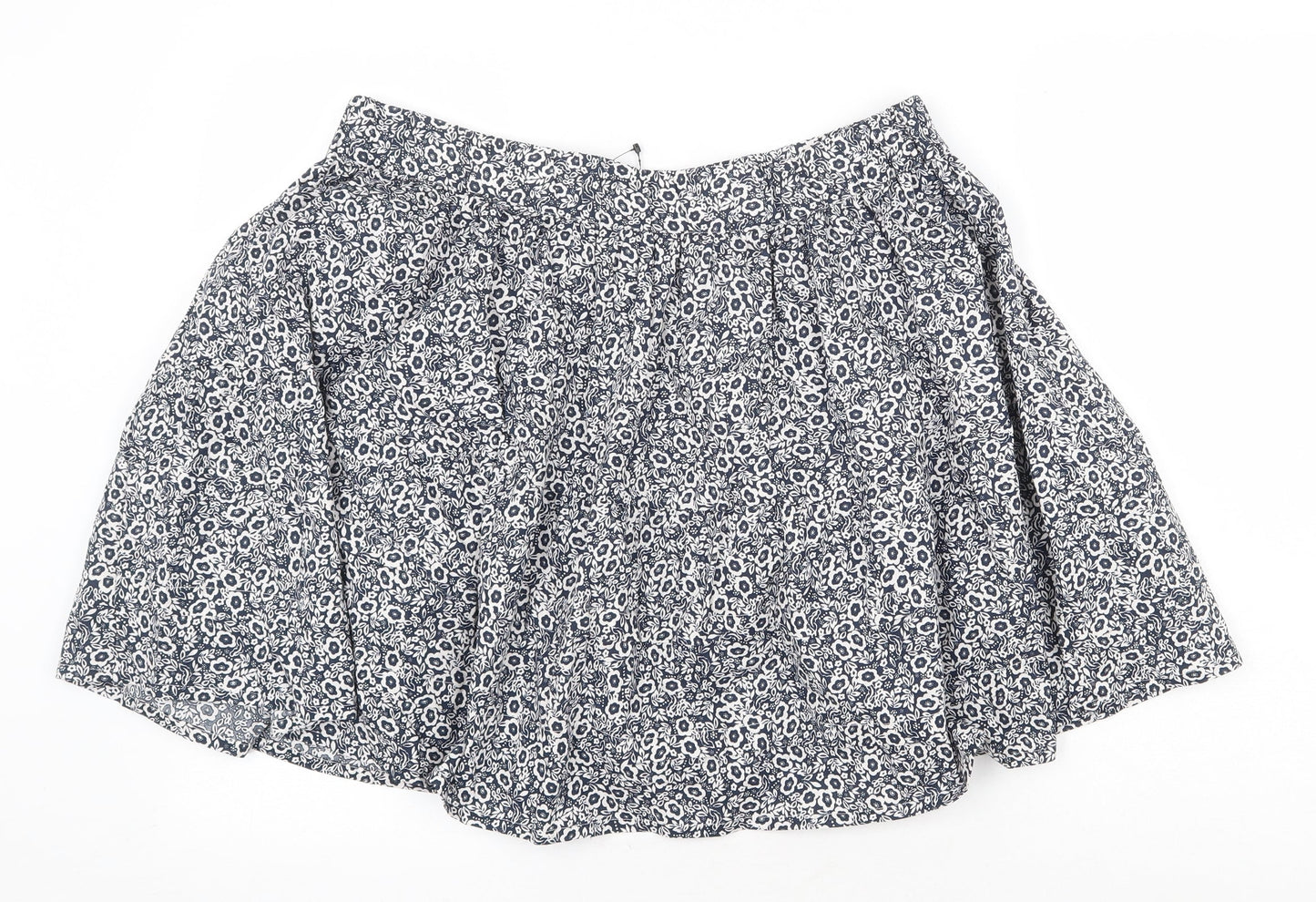 Marks and Spencer Womens Blue Floral Cotton Skater Skirt Size 16