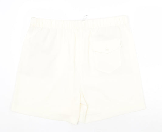 Marks and Spencer Womens Ivory Polyester Basic Shorts Size 24 Regular Pull On