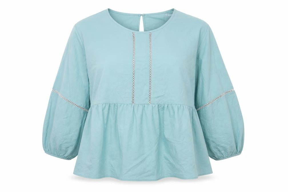 Marks and Spencer Womens Green 100% Cotton Basic Blouse Size 12 Round Neck